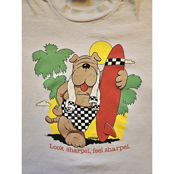 Vintage Rare Jim Benton 1988 T Shirt Look sharpei, feel sharpei. Sz L - Picture 3 of 7